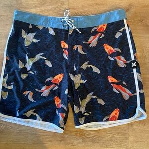 Hurley Board Shorts- Awesome Koi Fish Print 38 Boardshorts
